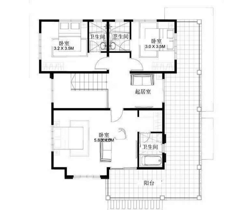 新乡下最佳2层自建房别墅户型 地基13米X16米(图4)