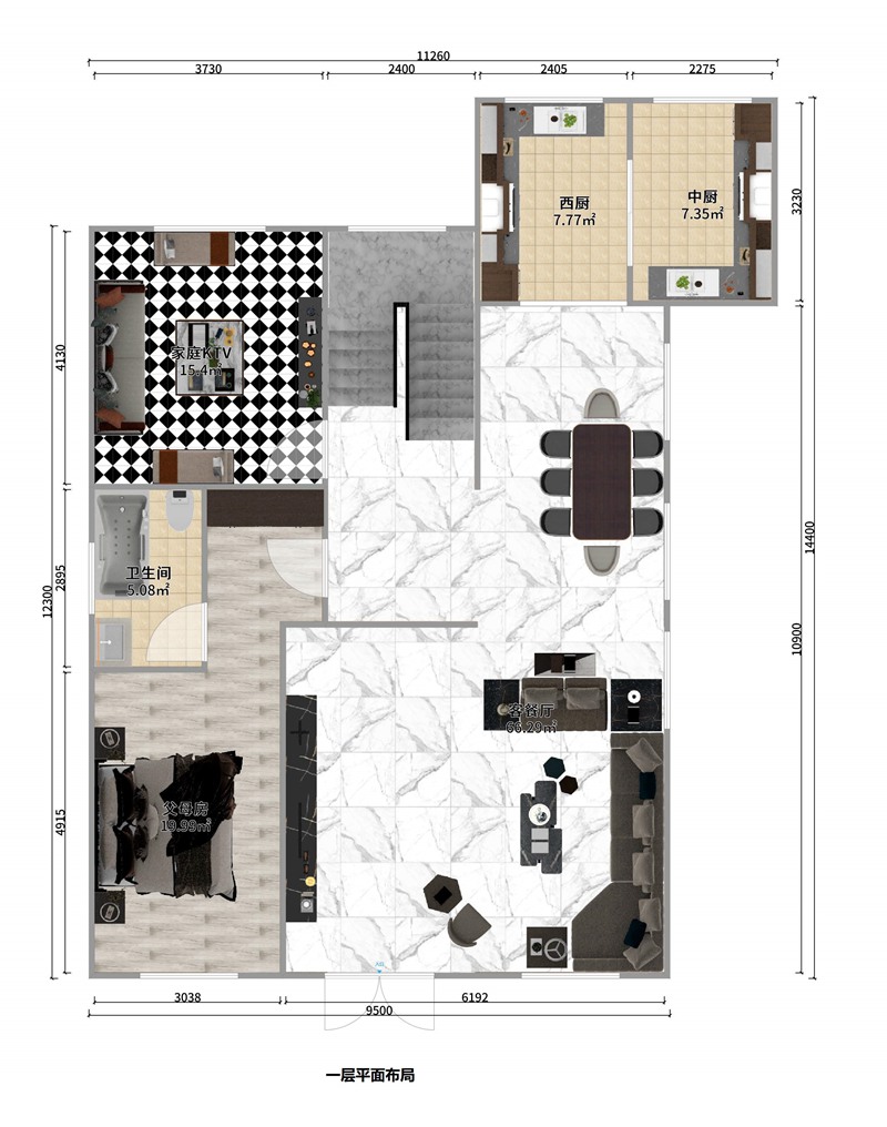 三层中式风格轻钢别墅户型+建房配置表【版权户型】(图2)