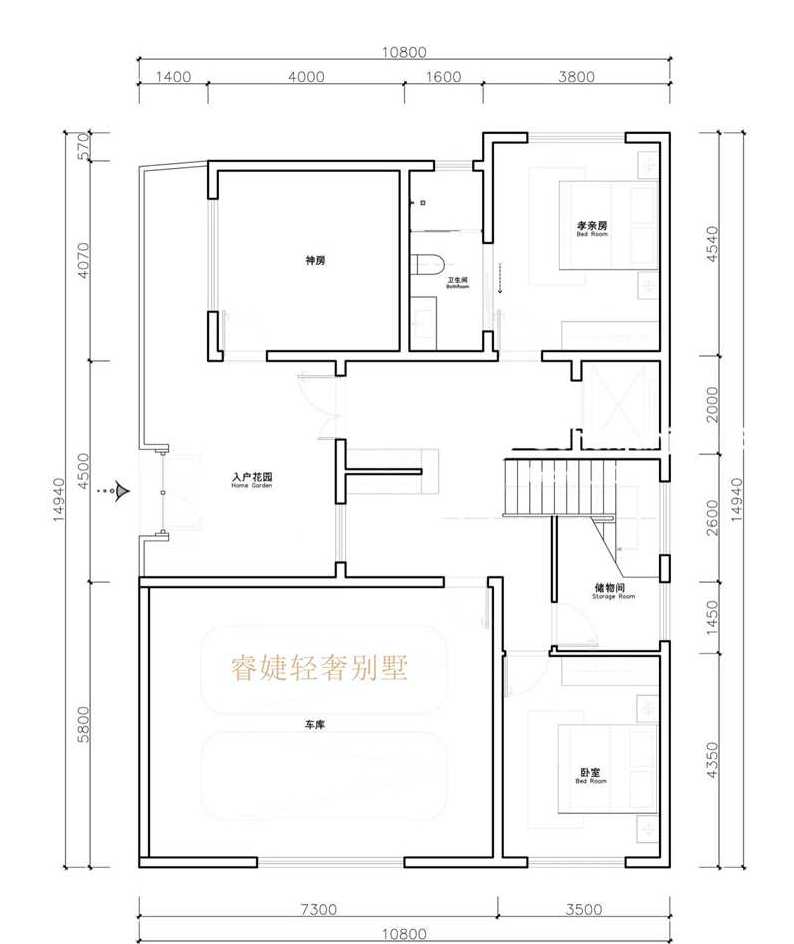 现代别墅占地145平设计图纸带两种效果图还有电梯(图5)