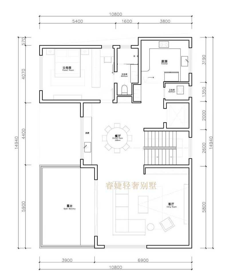 现代别墅占地145平设计图纸带两种效果图还有电梯(图6)