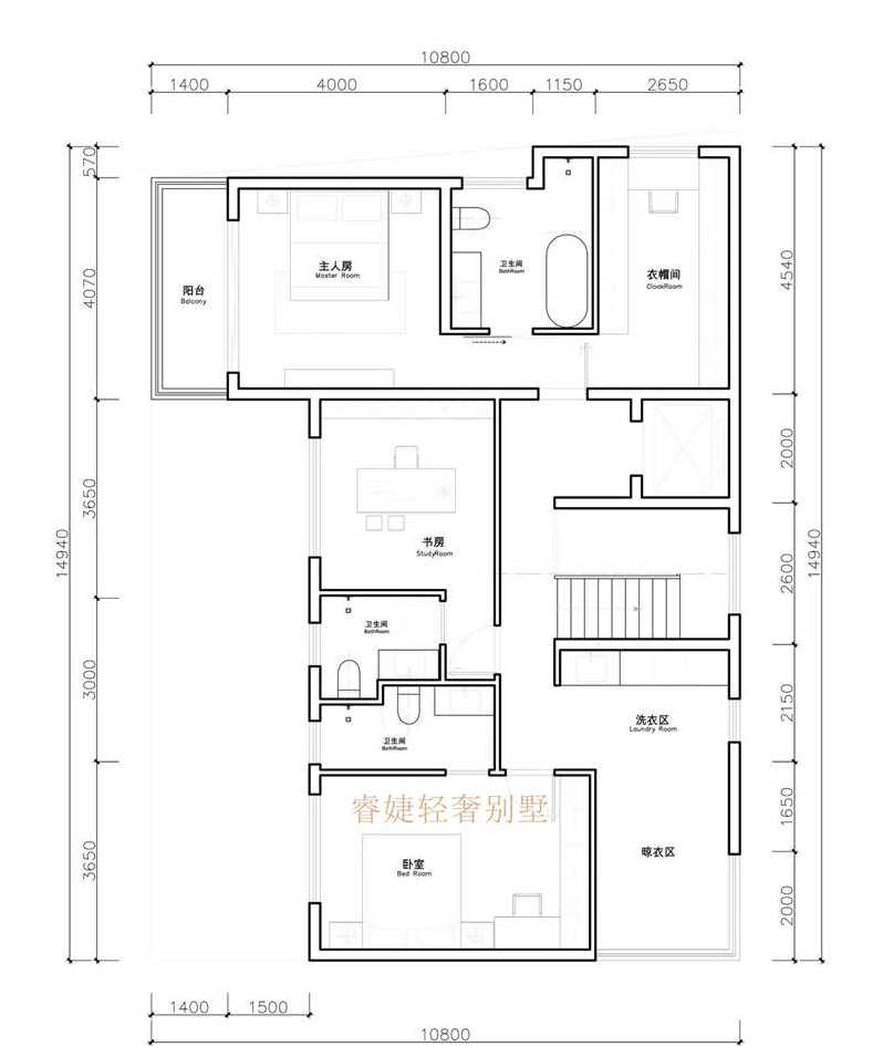 现代别墅占地145平设计图纸带两种效果图还有电梯(图7)