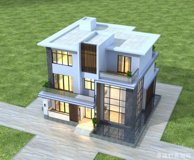 超现代时尚新农村三层半房屋设计图(图2)