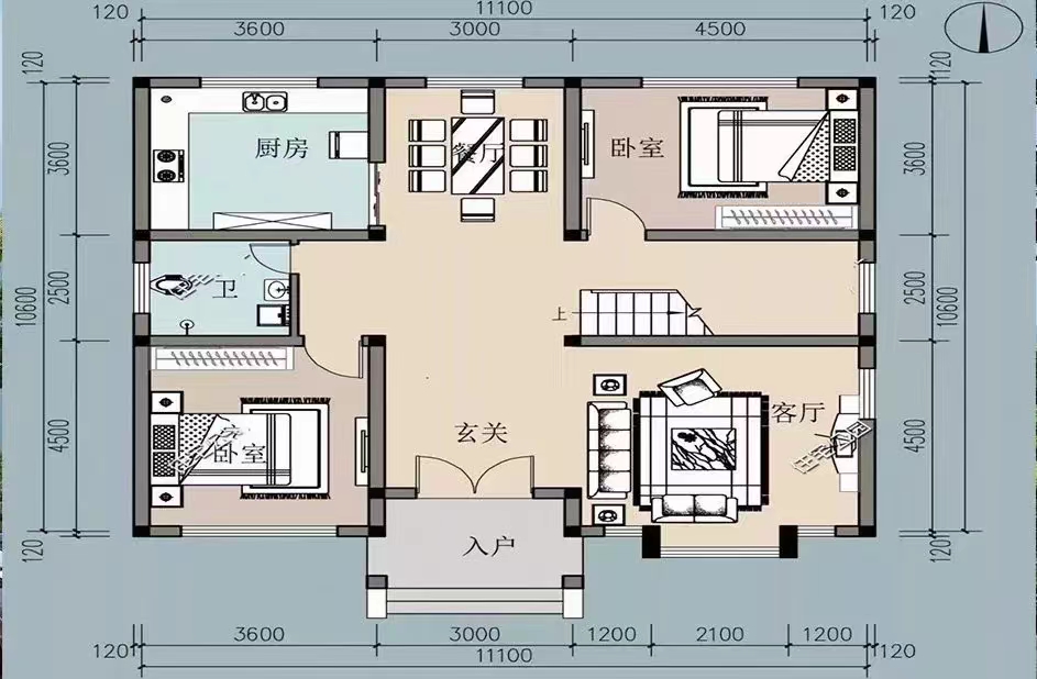 2套占地120平二层轻钢别墅，外观大方布局合理，30多万就能建！(图2)