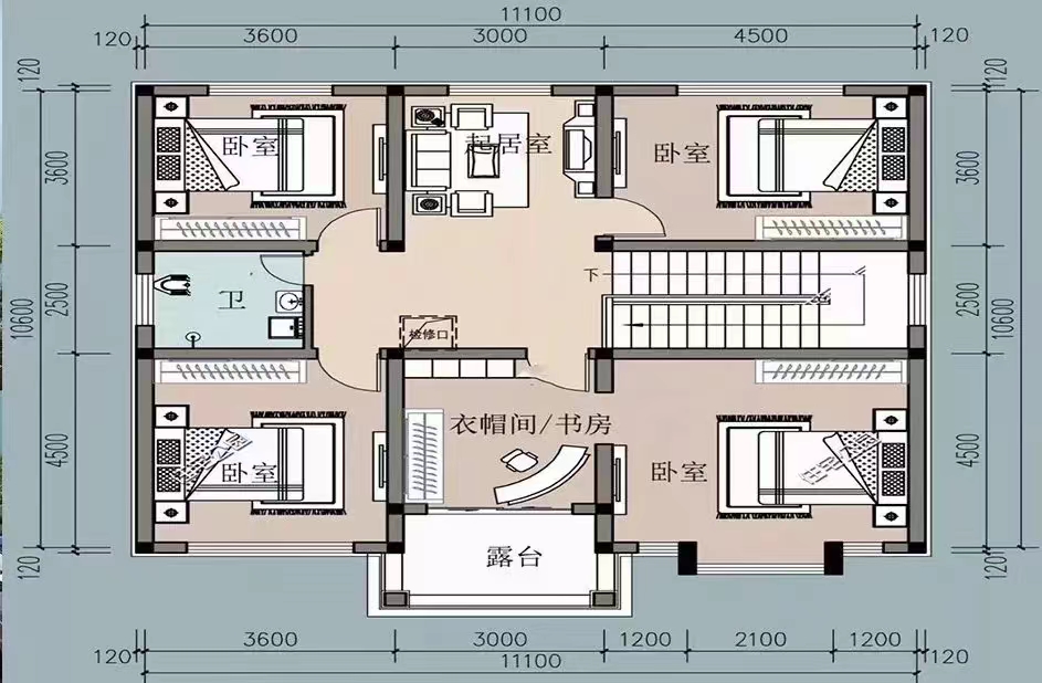 2套占地120平二层轻钢别墅，外观大方布局合理，30多万就能建！(图3)